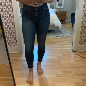 LOFT Button Fly Cropped Raw-Edge Jeans